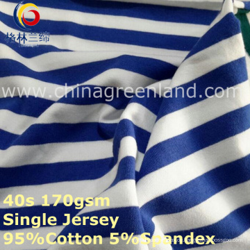 Baumwollspandex-Streifen-Garn färbte Jersey-Gewebe für T-Shirt Kleidergewebe (GLLML268)